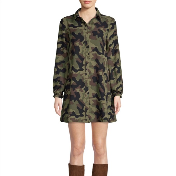 Scoop NYC Dresses & Skirts - NWT - Scoop NYC Camo Button Down Swing Shirt Dress - Size M (8-10)